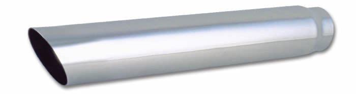 Vibrant Performance Exhaust Tail Pipe Tip, 2-1/2 Inch Inlet, 4 Inch Outlet, Stainless Steel, Round, 15 Degree Angle Cut, Straight Edge – 1555
