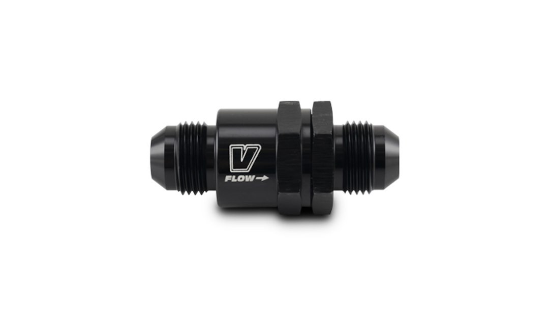Vibrant Performance Oil Check Valve, Piston Style, -8 AN, Black, Anodized Aluminum, Single – 16022