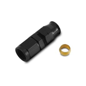 Vibrant Performance Tube End Fitting, Fabrication Components, -6AN Female to 3/8 Inch Tube, Straight, Anodized, Black, Aluminum, Single – 16446