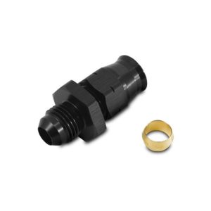Vibrant Performance Tube End Fitting, Fabrication Components, -6AN Male to 5/16 Inch Tube, Straight, Anodized, Black, Aluminum, Single – 16455