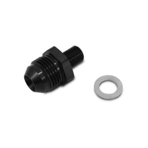 Vibrant Performance Adapter Fitting, Fabrication Components, -8AN Male to 12 Millimeter X 1.5 Thread Male, Andodized, Black, Aluminum, Single – 16624