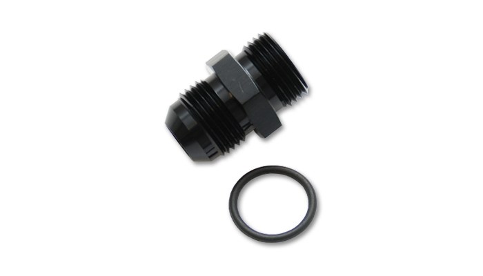 Vibrant Performance Adapter Fitting, Fabrication Components, -4AN Male Flare to 9/16-18 Inch Thread Male (-6AN Straight Cut), Andodized, Black – 16822