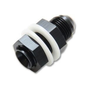 Vibrant Performance Coupler Fitting, Fabrication Components, -6AN Male, Straight Bulkhead, With Nut/ Washers, Aluminum, Anodized Black, Single – 16892