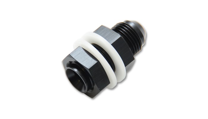 Vibrant Performance Coupler Fitting, Fabrication Components, -12AN Male, Straight Bulkhead, With Nut/ Washers, Aluminum, Anodized Black – 16895