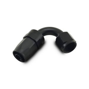 Vibrant Performance Hose End Fitting, Fabrication Components, -12AN Hose, -12AN Female, 120 Degree Swivel, Anodized, Black, Aluminum, Single – 21212