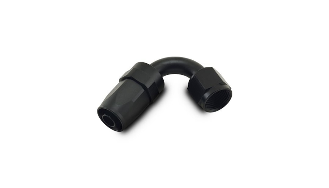 Vibrant Performance Hose End Fitting, Fabrication Components, -12AN Hose, -12AN Female, 120 Degree Swivel, Anodized, Black, Aluminum, Single – 21212