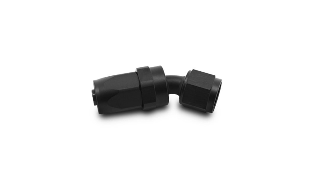 Vibrant Performance Hose End Fitting, Fabrication Components, -6AN Hose, -6AN Female, 30 Degree Swivel, Anodized, Black, Aluminum, Single – 21306