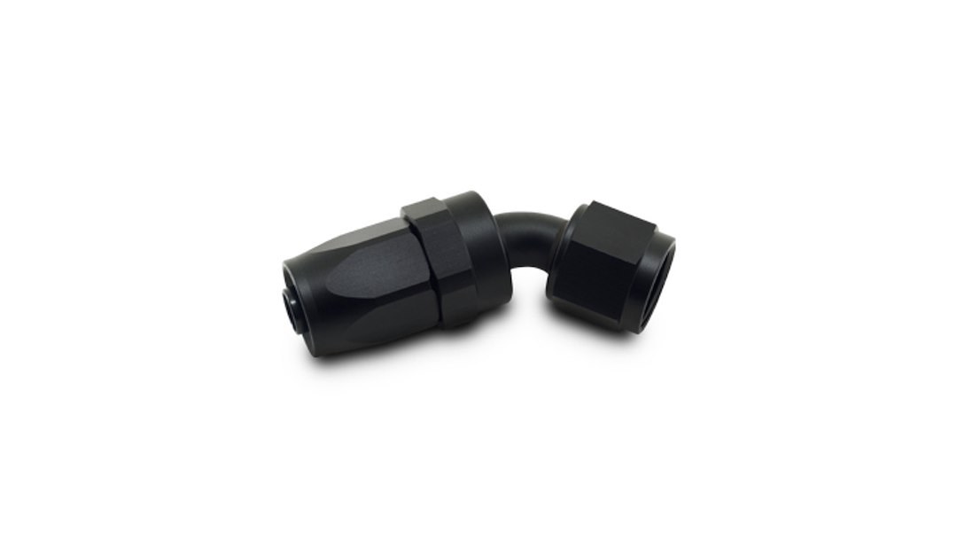 Vibrant Performance Hose End Fitting, -10AN Hose, 45 Degree Swivel, Anodized, Black, Aluminum, Single – 21410