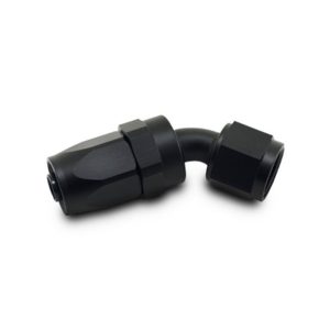 Vibrant Performance Hose End Fitting, -12AN Hose, 45 Degree Swivel, Anodized, Black, Aluminum, Single – 21412