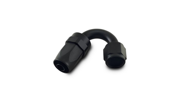 Vibrant Performance Hose End Fitting, Fabrication Components, -6AN Hose, -6AN Female, 150 Degree Swivel, Anodized, Black, Aluminum, Single – 21506