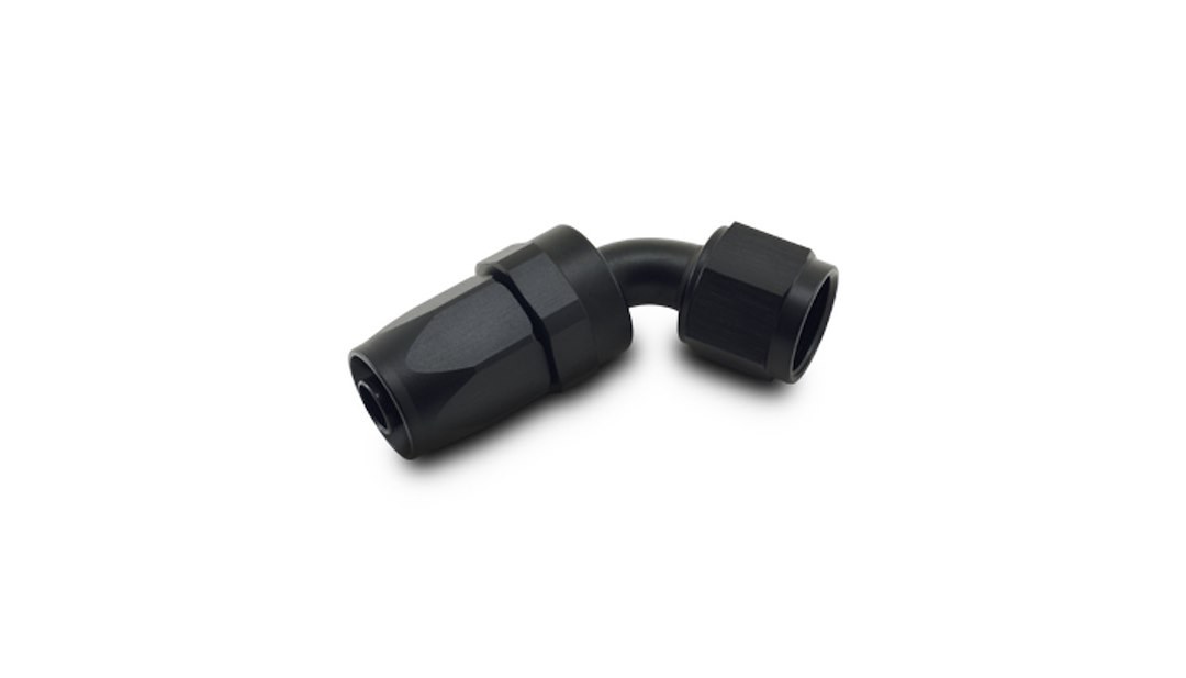 Vibrant Performance Hose End Fitting, Fabrication Components, -6AN Hose, -6AN Female, 60 Degree Swivel, Anodized, Black, Aluminum, Single – 21606