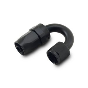 Vibrant Performance Hose End Fitting, Fabrication Components, -8AN Hose, -8AN Female, 180 Degree Swivel, Anodized, Black, Aluminum, Single – 21808
