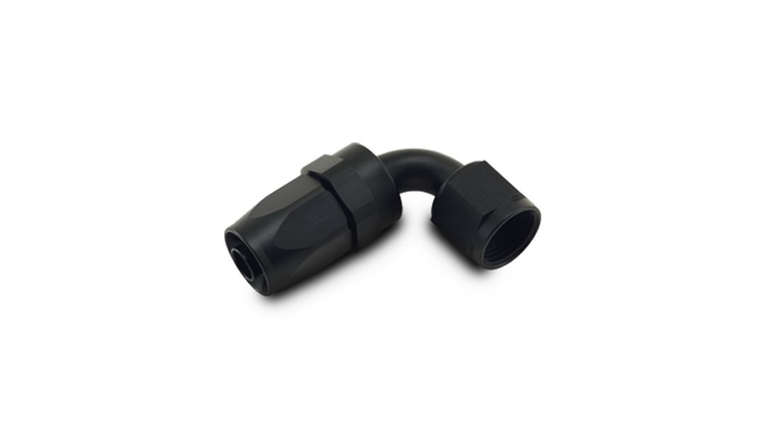 Vibrant Performance Hose End Fitting, -8AN Hose, 90 Degree Swivel, Anodized, Black, Aluminum, Single – 21908