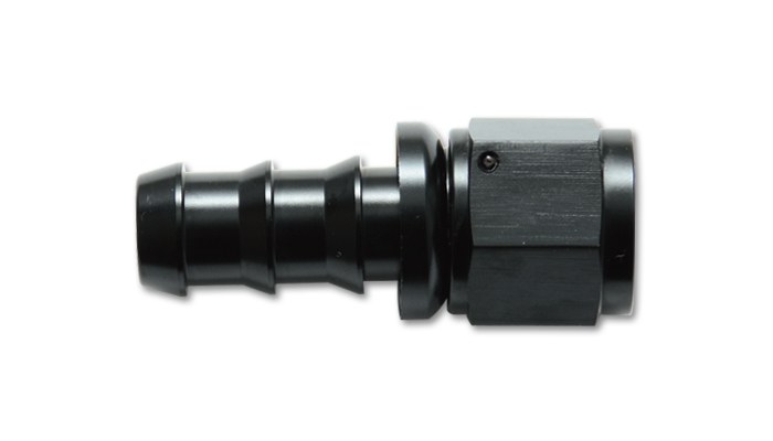 Vibrant Performance Hose End Fitting, Fabrication Components, -4AN Hose to -4AN Female, Straight Push on, Anodized, Black, Aluminum, Single – 22004