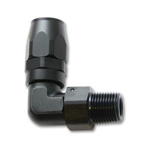 Vibrant Performance Hose End Fitting, Fabrication Components, -10AN Hose, 1/2 NPT Male Thread, 90 Degree, Anodized, Black, Aluminum, Single – 26907