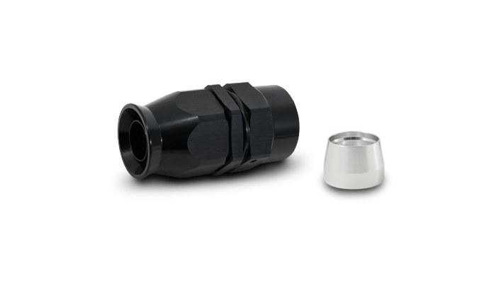 Vibrant Performance Hose End Fitting, -6AN, Straight, High Flow Hose End Fitting for PTFE Lined Flex Hose, Black, Aluminum – 28006