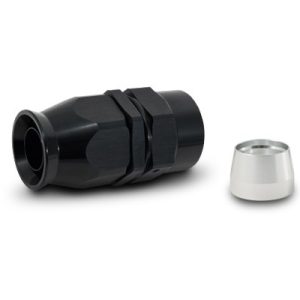 Vibrant Performance Hose End Fitting, -8AN, Straight, High Flow Hose End Fitting for PTFE Lined Flex Hose, Black, Aluminum – 28008