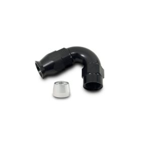 Vibrant Performance Hose End Fitting, -3AN, 120 Degree Bend, High Flow Hose End Fitting for PTFE Lined Flex Hose, Black, Aluminum – 28203