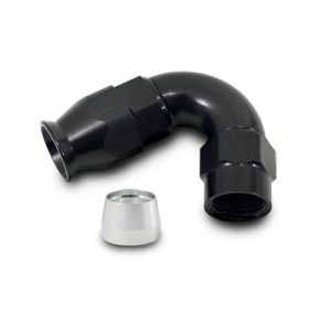 Vibrant Performance Hose End Fitting, For PTFE Lined Hose, High Flow, 120 Degree, -8AN, Black Anodized, Aluminum – 28208