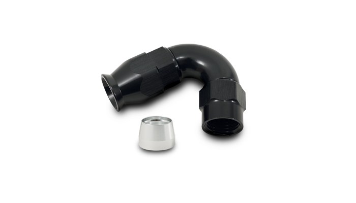 Vibrant Performance Hose End Fitting, For PTFE Lined Hose, High Flow, 120 Degree, -8AN, Black Anodized, Aluminum – 28208