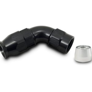 Vibrant Performance Hose End Fitting, -3AN, 60 Degree Bend, High Flow Hose End Fitting for PTFE Lined Flex Hose, Black, Aluminum – 28603