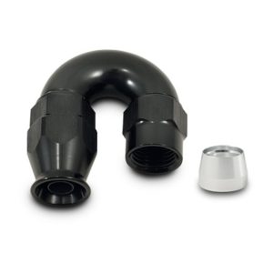 Vibrant Performance Hose End Fitting, -3AN, 180 Degree Bend, High Flow Hose End Fitting for PTFE Lined Flex Hose, Black, Aluminum – 28803