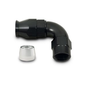 Vibrant Performance Hose End Fitting, For PTFE Lined Hose, High Flow, 90 Degree, -8AN, Black Anodized, Aluminum – 28908