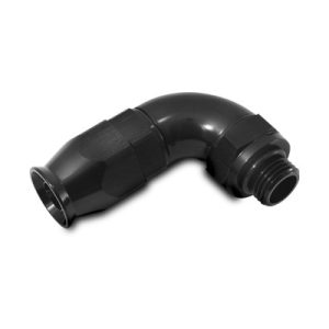 Vibrant Performance Hose End Fitting, High Flow, 90 Degree, Swivel, -8AN Hose to 8AN Male ORB, Black Anodized, Aluminum – 29905