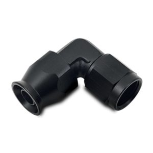 Vibrant Performance Hose End Fitting, -3AN, 90 Degree Bend, High Flow Hose End Fitting for PTFE Lined Hose, Black, Aluminum – 29983