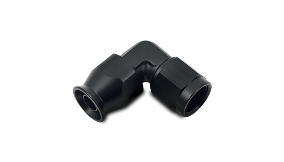 Vibrant Performance Hose End Fitting, -3AN, 90 Degree Bend, High Flow Hose End Fitting for PTFE Lined Hose, Black, Aluminum – 29983