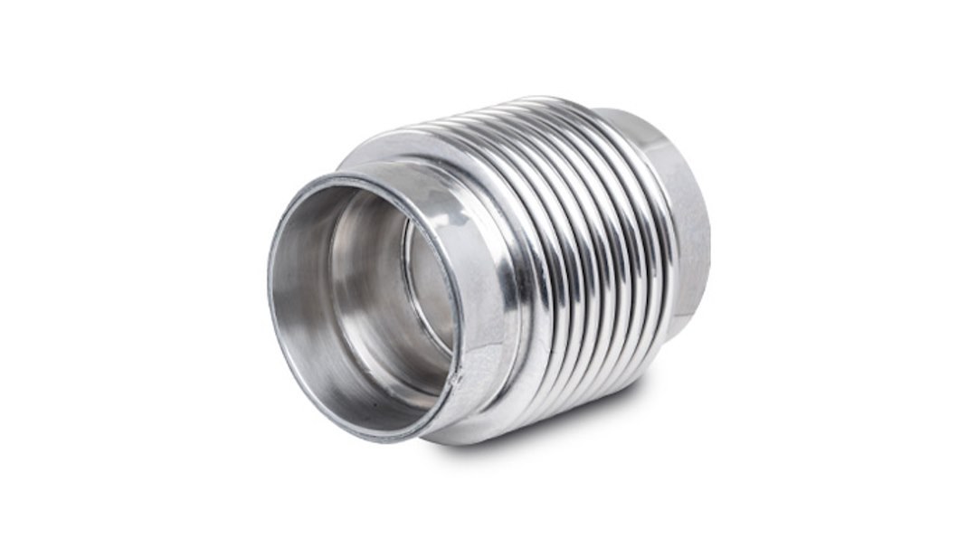 Vibrant Performance Exhaust Flex Connector, Exhaust Header Collector, Bellow Style, Weld-On, 2 Inch Inlet/ 2 Outlet, 3-1/4 Inch Length – 69633