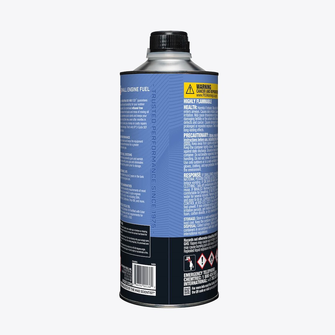 Vp Fuel Fuel, Multi-Mix, Pre-Mixed Gas and Oil Use with 40:1 or 50:1 Ratio 2 Cycle Engines, Ethanol Free, Blue, 1 Quart Bottle, Single – 6815