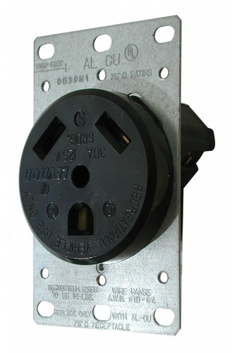 Valterra Receptacle, Diamond Group, Indoor/ Outdoor Use, 2 Pol/ 3 Wire, 30 Amp/ 125 Volt AC Power, Non Ground Fault Interrupter – DG30VP