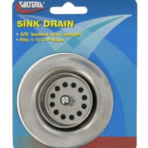 Valterra Sink Drain Assembly, Fits 1-1/2 Inch P-Traps, Drain with Strainer Basket, Metal, Single – A01-2011VP