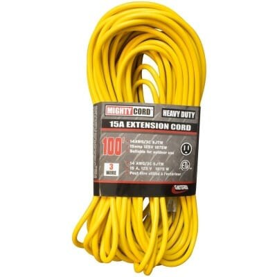 Valterra Extension Cord, Mighty Cord ™, 125 Volt Extension Cord, 3 Prong LED Lighted Ends, Single Outlet, 15 Amp, 14 Gauge, 3 Wire – A10-10014E
