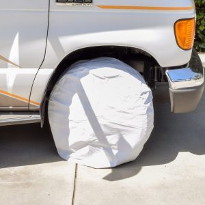 Valterra Tire Cover, Single Tire Cover, Fits 24 Inch to 26 Inch Diameter Wheel X 10 Inch Depth, Elastic Cord Mount, White – A10-1200