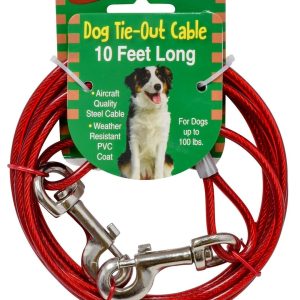 Valterra Pet Leash, Use to Keep Dog Safe When Outside, Cable Type for Dogs Up to 100 Pounds, 10 Foot Length, Red – A10-2010VP