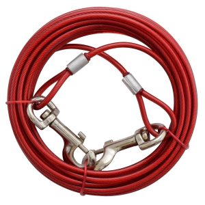 Valterra Pet Leash, Use to Keep Dog Safe When Outside, Cable Type for Dogs Up to 100 Pounds, 20 Foot Length, Red – A10-2011VP