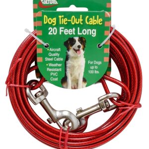 Valterra Pet Leash, Use to Keep Dog Safe When Outside, Cable Type for Dogs Up to 100 Pounds, 20 Foot Length, Red – A10-2011VP