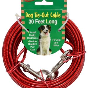 Valterra Pet Leash, Use to Keep Dog Safe When Outside, Cable Type for Dogs Up to 100 Pounds, 30 Foot Length, Red – A10-2012VP
