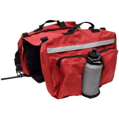 Valterra Pet Clothes, Saddle Bag/ Backpack, 14 Inch Length X 10-1/2 Inch Height for Medium to Large Size Dogs, Red with Reflective Strip – A10-2014