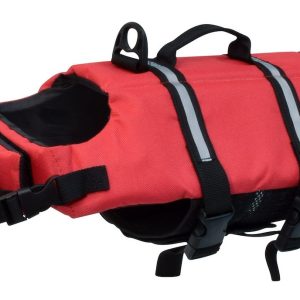 Valterra Pet Clothes, Life Preserver Jacket, 15 Inch to 19 Inch Girth for Small Size Dogs Up to 18 Pounds, Red with Reflective Strips – A10-2027VP