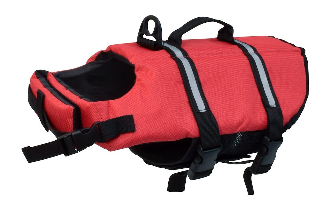 Valterra Pet Clothes, Life Preserver Jacket, 15 Inch to 19 Inch Girth for Small Size Dogs Up to 18 Pounds, Red with Reflective Strips – A10-2027VP