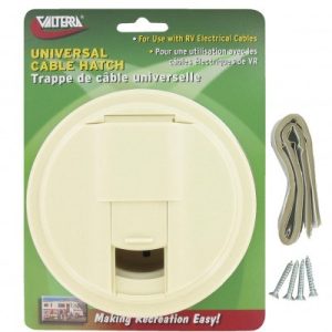 Valterra Electrical Cord Hatch, 5 Inch X 3 Inch, Round, For 3 Inch and 3.5 Inch Cutout, Accepts Up to 50 Amp Cord, Colonial White – A10-2131VP