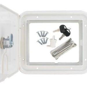 Valterra Electrical Cord Hatch, 7.625 Inch X 6.5 Inch X 1.5 Inch, Square, 5.875 Inch X 4.75 Inch Cutout, Accepts Up to 50 Amp Cord, White – A10-2150VP