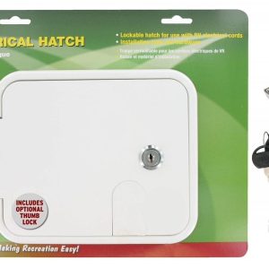 Valterra Electrical Cord Hatch, 7.625 Inch X 6.5 Inch X 1.5 Inch, Square, 5.875 Inch X 4.75 Inch Cutout, Accepts Up to 50 Amp Cord, White – A10-2150VP