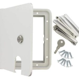 Valterra Electrical Cord Hatch, 8.5 Inch X 8 Inch X 1.5 Inch, Square, For 6.4 Inch X 6.8 Inch Cutout, Accepts Up to 50 Amp Cord, White – A10-2151VP