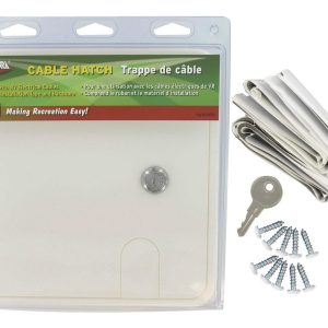Valterra Electrical Cord Hatch, 8.5 Inch X 8 Inch X 1.5 Inch, Square, For 6.4 Inch X 6.8 Inch Cutout, Accepts Up to 50 Amp Cord, White – A10-2151VP