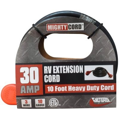 Valterra Extension Cord, Mighty Cord ™, 125 Volt Extension Cord, 3-Prong, 30 Ampere, 10 Gauge Three Wire, 10 Foot Length, Black – A10-3010EH