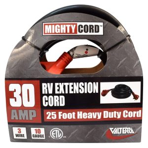 Valterra Extension Cord, Mighty Cord ™, 125 Volt Extension Cord, 3-Prong, 30 Ampere, 10 Gauge Three Wire, 25 Foot Length, Black – A10-3025EH